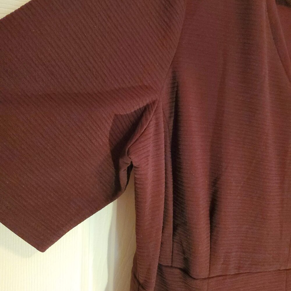 NWT Danny & Nicole Fit & Flare Burgundy Textured SS Zipper Dress Size 3x - Picture 5 of 7